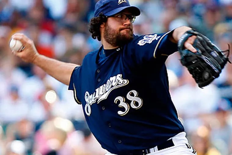 Eric Gagne last pitched in the majors in 2008, when he helped the Brewers reach the playoffs. (Bill Waugh/AP file photo)
