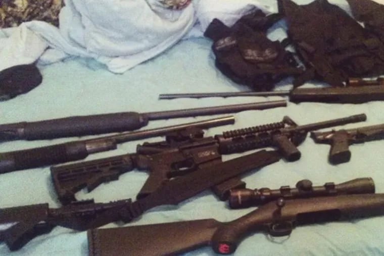 This photo posted on the Instagram account of Nikolas Cruz shows weapons lying on a bed. Cruz was charged with 17 counts of premeditated murder on Thursday, Feb. 15, 2018, the day after opening fire with a semi-automatic weapon in the Marjory Stoneman Douglas High School in Parkland, Fla.