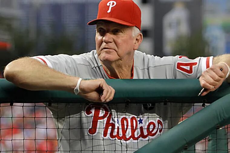 Rain delays forced Charlie Manuel to stretch his bullpen over the weekend in Washington. (Jacquelyn Martin/AP)