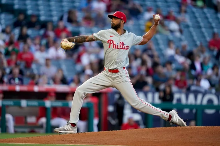 Cristopher Sánchez struggled controlling the Angels baserunners, allowing a double-steal on Monday and throwing his signature changeup on just 15 of his 75 total pitches.