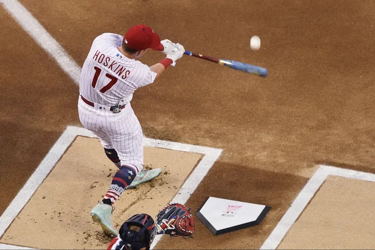 Rhys Hoskins hit a total of 37 home runs during Major League Baseball's Home Run Derby Monday night in Washington D.C.