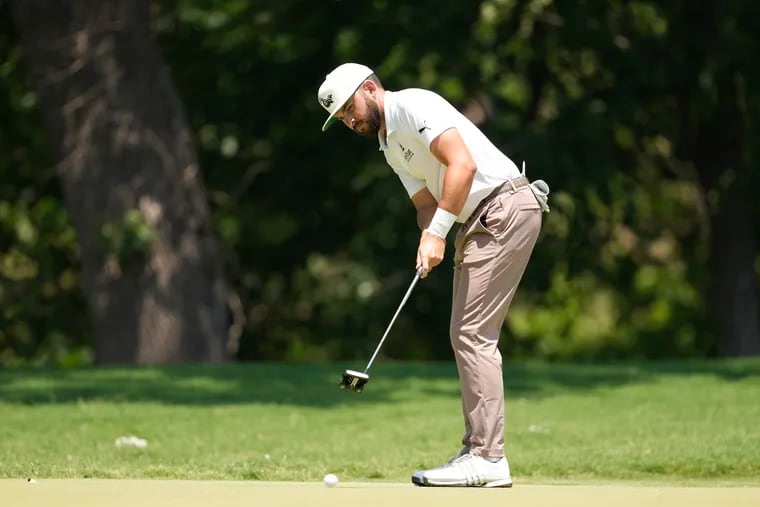 Hayden Buckley of the United States putts on the fifth green during the final round of the Charles Schwab Challenge at Colonial Country Club on May 26, 2024 in Fort Worth, Texas. (Photo by Sam Hodde/Getty Images)