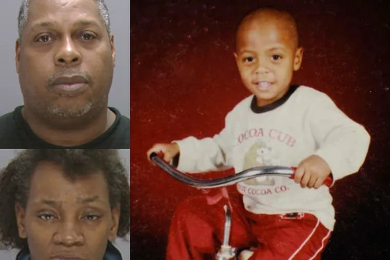 Floyd Wimes (top left) and Tina Cuffie were convicted of abusing and killing their 6-year-old son, Khalil Wimes (right).
