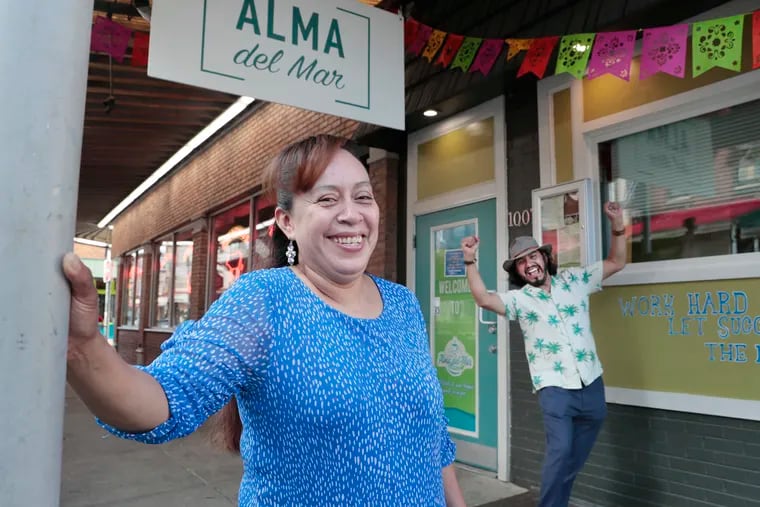 Alma Romero and Marcos Tlacopilco at Alma del Mar in the Italian Market on July 11, 2020.