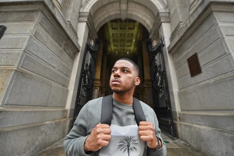 Cody Carter, photographed outside City Hall, said he spent six months in segregation at Philadelphia Industrial Correctional Center. He was one of 600 inmates in segregation in Philadelphia — more than five times the rate in New York and four times the national average.