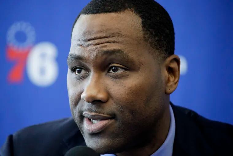 Elton Brand spoke to the media on Tuesday at the Sixers' training complex in Camden.
