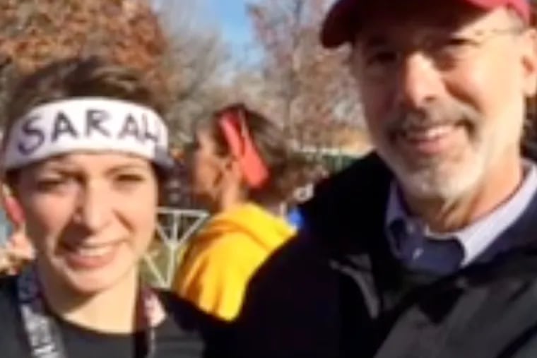 Pennsylvania Gov.-elect Tom Wolf came to watch his daughter Sarah, compete in her first marathon.