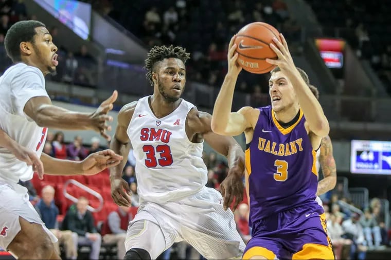 Joe Cremo (right) led the Albany Great Danes in points per game last season. He’s joining a Villanova team that could be left with just two starters.