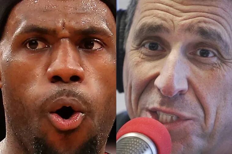 It's "propaganda" that basketball superstar LeBron James (left) is returning to Cleveland purely out of love for Northeast Ohio, WIP host Angelo Cataldi said. (File photos)