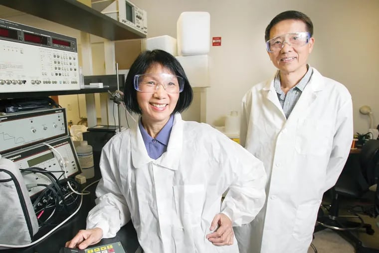 Wan Y. Shih, Associate Professor at Drexel University, School of Biometric Engineering, Science and Health Systems along with husband Dr. Wei-Heng Shih, Professor, Department of Materials Science and Engineering at Drexel University. They are co-founders of Lenima Field Diagnostics, LLC. and they are developing a piezoelectric sensor that detects bacterium that causes gastrointestinal infections. Photograph taken on Wednesday, August 20, 2014 at rented offices University City Science Center at 3624 Market St. Philadelphia. ( ALEJANDRO A. ALVAREZ / STAFF PHOTOGRAPHER )