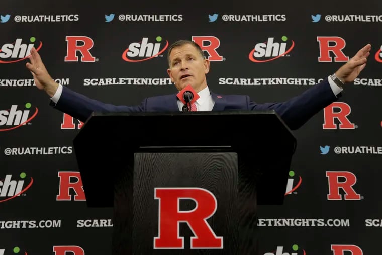 New Rutgers football coach Greg Schiano speaks at an introductory news conference in Piscataway on Wednesday.