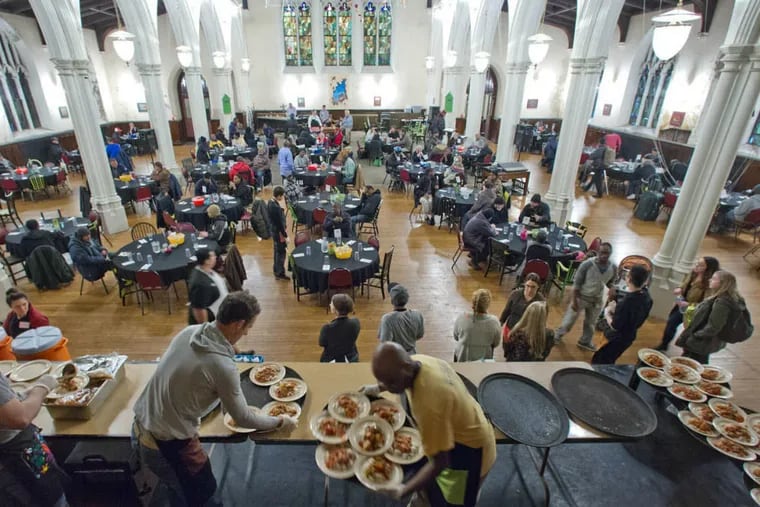 The main dining hall of Broad Street Ministry.