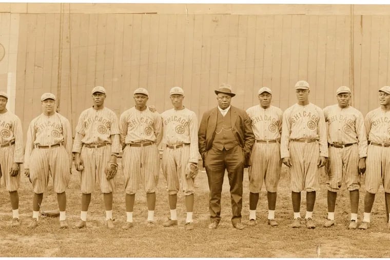 Rube Foster (center) while managing the 1916 Chicago American Giants. Photo courtesy of Magnolia Pictures.