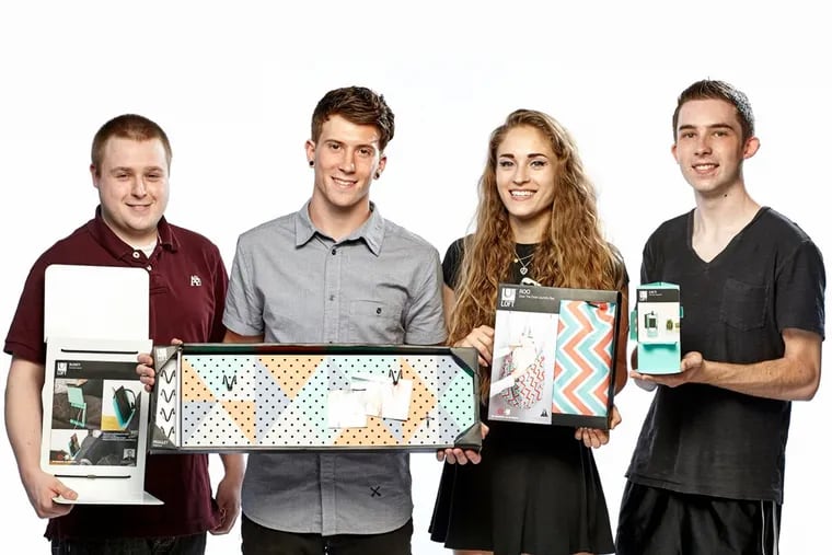 Philadelphia University industrial design students Nick Friez, Anthony Maladra, Chloe Muller and Sam Pawlak with their Target products.