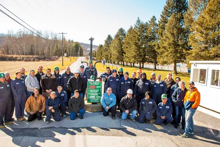 A group of workers at Reading Alloys in Robesonia, Pa. mark 550,000 man-hours without a lost-time accident, on February 2019. This month owner Ametek agreed to sell the works to North Carolina-based Kymera International for $250 milllion