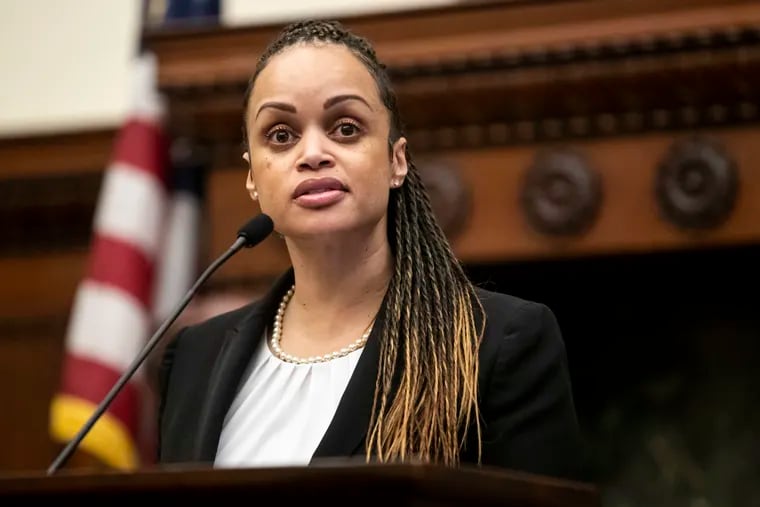 Danielle Outlaw speaks during a press conference introducing her as Commissioner of the Philadelphia Police Department.