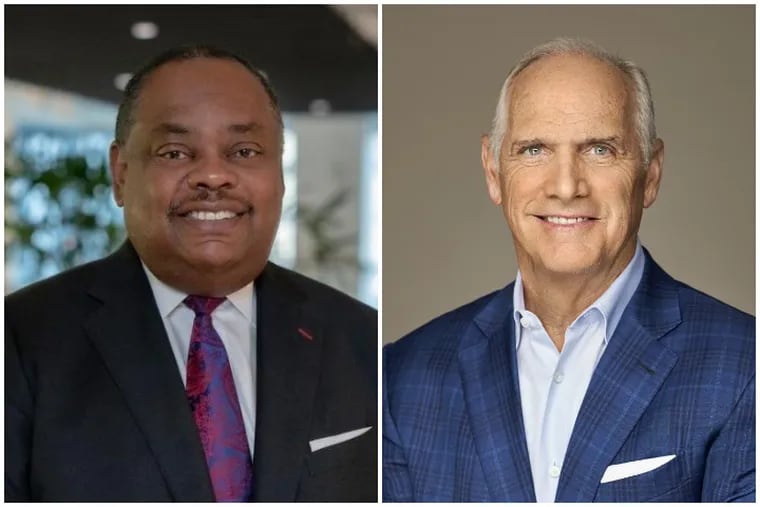 Gregory E. Deavens (left) will succeed Daniel J. Hilferty (right) as chief executive at Independence Health Group.