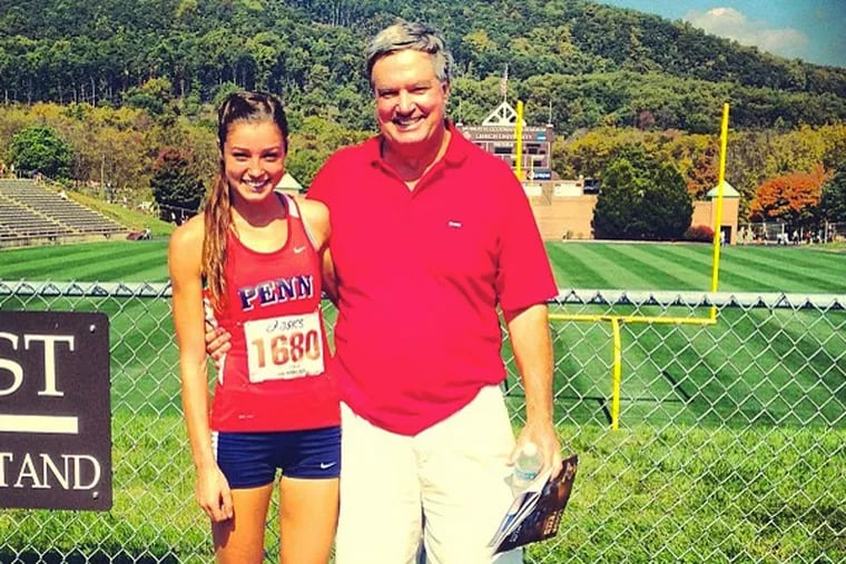 University of Pennsylvania runner Madison Holleran, 19, with her father, James, at Lehigh University at a track meet during the 2013-14 school year. (Instagram)
