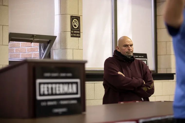 Lt. Gov. John Fetterman campaigns at the United Food and Commercial Workers Local 1776 Headquarters in Plymouth Meeting on April 16.