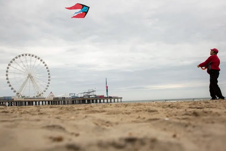 Franklin Zito, visiting from Connecticut, flies a kite on the beach off the Atlantic City Boardwalk last May.