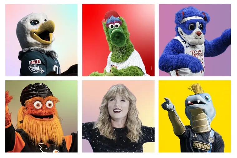 An unofficial round up of what every Philadelphia mascot's Taylor Swift theme song would be in honor of the singer's local Eras Tour stop.