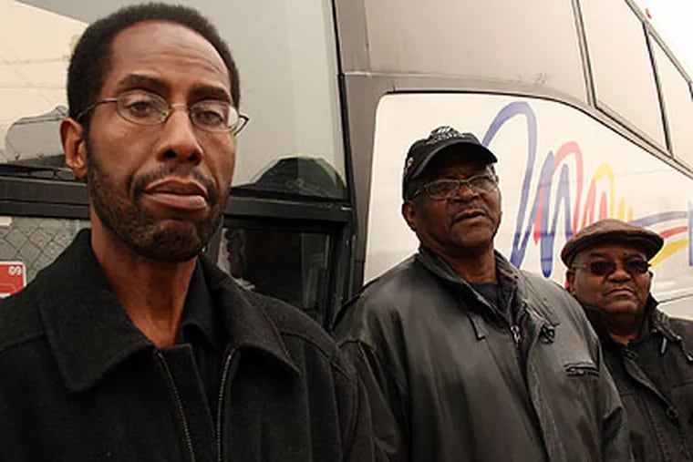 Principals in a lawsuit against commercial-bus inspectors are: (from left) Charlie Major, of Major Tours; Carl Revels, of CMT Express, and Glen Ragin Sr., of Jamm Tours. (Jimmy Viola / Staff Photographer)