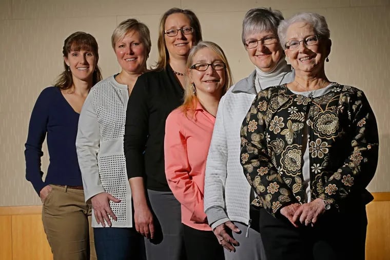 With kidney disease prevalent in their family, (from left) Lori Hoffman, Lou Montgomery, Stephanie Chissoe, Debra Warner, Kathleen Barrowclough, and Nancy Pyle all have something else in common: Each now has one kidney.