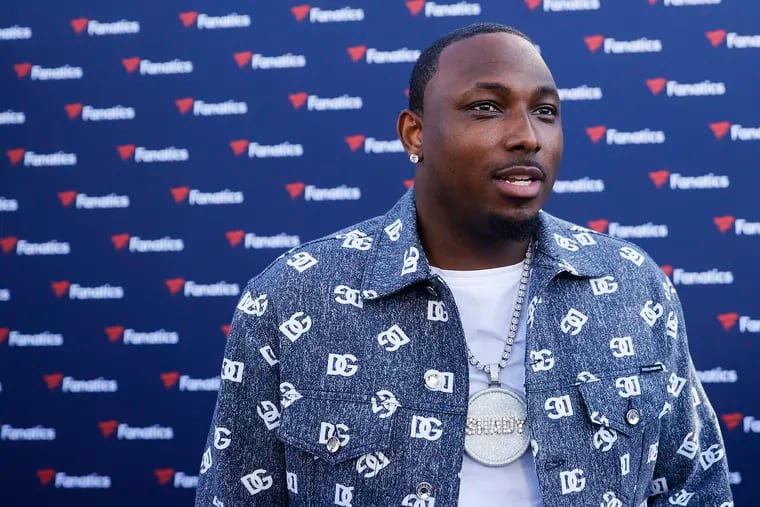 Former Eagles running back and currently FS1 host LeSean McCoy, seen here on the red carpet of Michael Rubin’s Fanatics Super Bowl Party earlier this month.