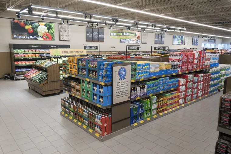 Interior of an Aldi supermarket.