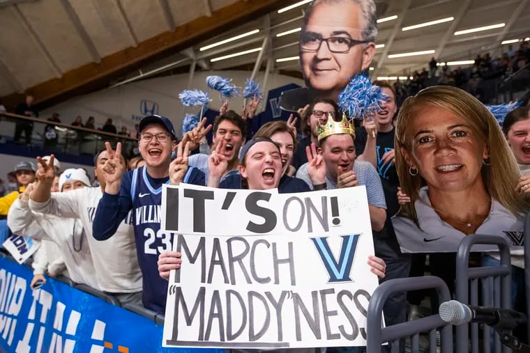 The packed Villanova student section for the game against Florida Gulf Coast in the Women's NCAA Tournament.at the Finneran Pavilion at Villanova University on Monday.