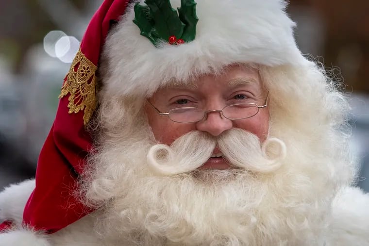 Santa Claus before the start of the 2021 Thanksgiving Day parade in Philadelphia.
