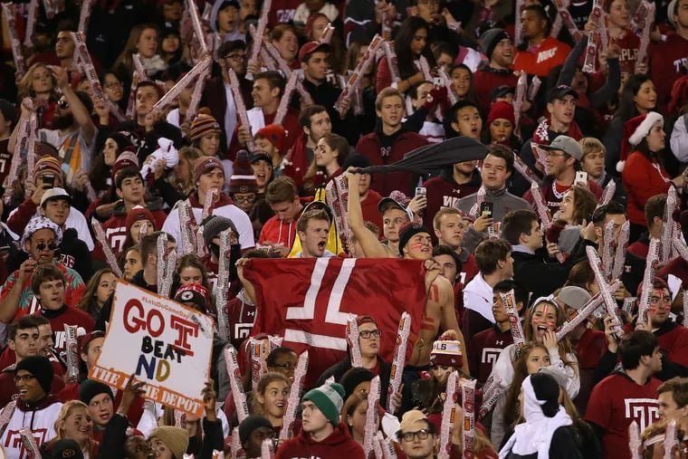 Temple fans cheer their Owls, who were ranked No. 21 going into the nationally televised game at the Linc.