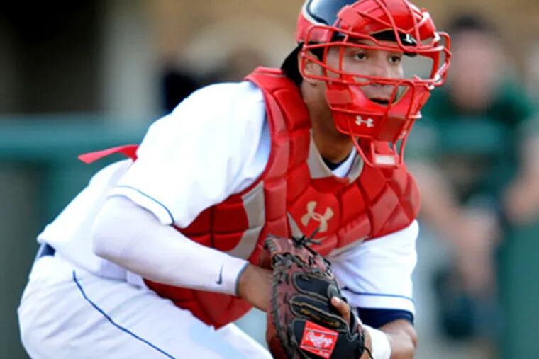 Catcher Sebastian Valle is one of the cost-effective prospects the Phillies have plucked from Latin America. (David Schofield/Lakewood BlueClaws)