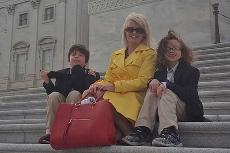 Anna Corbin of Hanover and her sons in Washington, D.C.