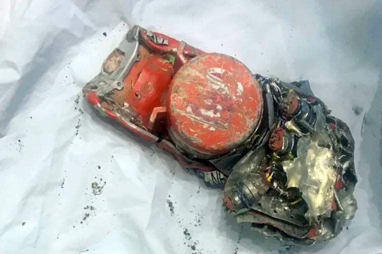 This photo provided by by the French air accident investigation authority BEA on Thursday shows one of the black box flight recorders from the crashed Ethiopian Airlines jet.