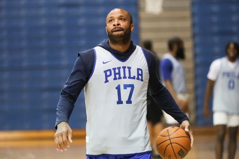 P.J. Tucker after practice last week at Sixers training camp in Charleston, S.C.