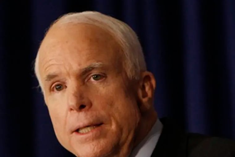 McCain&#0039;s (left) call to postpone the debate may boost Obama&#0039;s (right) standing.