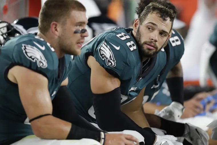 Eagles tight ends Zach Ertz (left) and Dallas Goedert could be in the market for big paydays soon.
