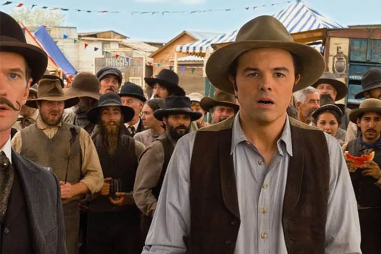 Seth MacFarlane directs, produces, co-writes and plays the role of the cowardly sheep farmer Albert in "A Million Ways to Die in the West."