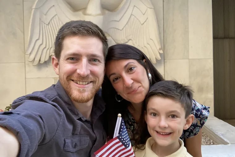 Laila Martin Garcia, 36, took the oath and became a U.S. citizen at a ceremony in May in Philadelphia. And with that she gained the right to vote. Seen here with her husband, Michael Fisher, 37, and their son, Marcus Fisher Martin, 7, she's excited to case her first-ever ballot in the upcoming mid-term elections.