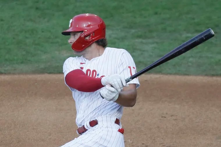 Rhys Hoskins and the Phillies return home Friday night with a game against the first-place Atlanta Braves.