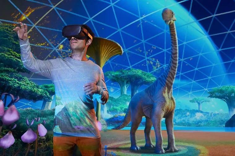 Alireza Bahremand, a graduate student working with the Dreamscape Learn team and Meteor Studio, explores the “Alien Zoo” module in an immersive course at Arizona State University.