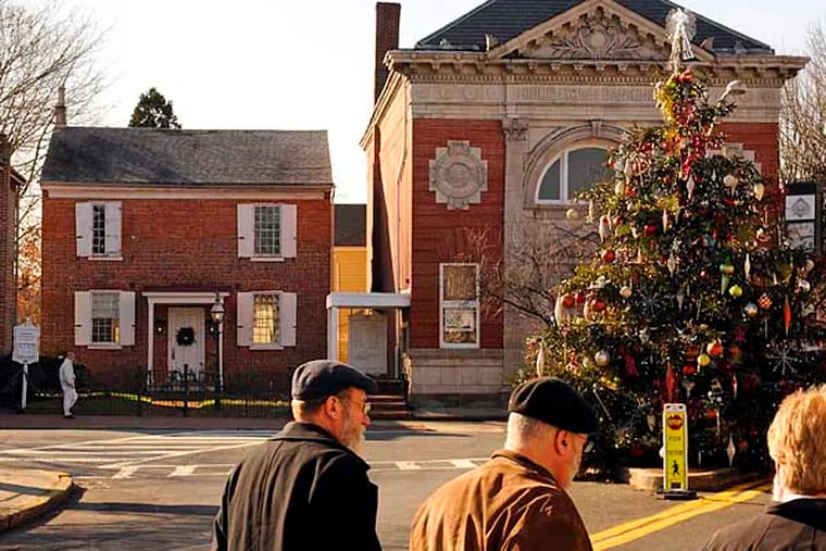 The Bordentown Friends Meetinghouse (center) December 13, 2012, has stood since 1740, in a river town founded by Quakers more than 300 years ago. Now it needs a few nips and tucks and it's going to get them with a $50,000 capital preservation grant available through the New Jersey Cultural. ( TOM GRALISH / Staff Photographer )