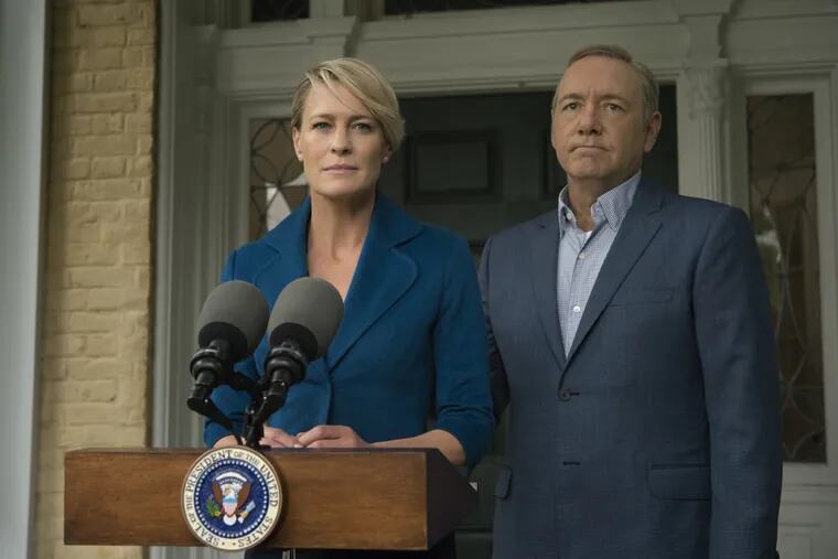Robin Wright (left) and Kevin Spacey star as Claire and Frank Underwood in Netflix’s “House of Cards”