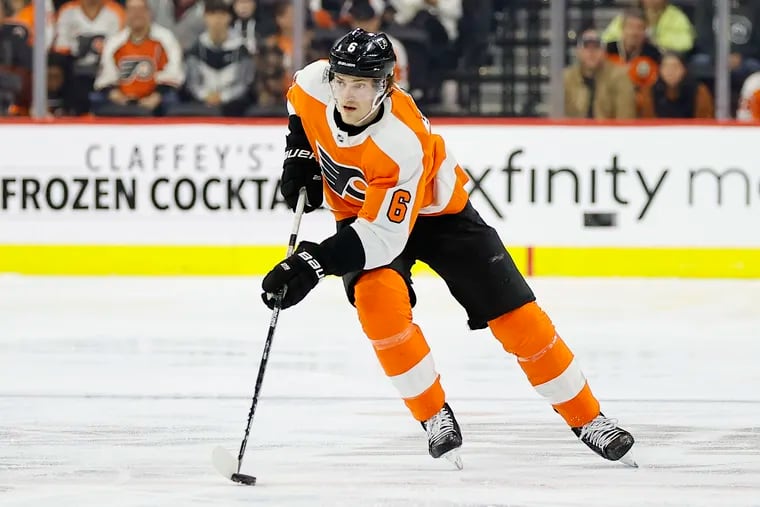 Flyers defenseman Travis Sanheim has taken a step this season in both the defensive and offensive aspects of his game, all the while achieving a sense of consistency.