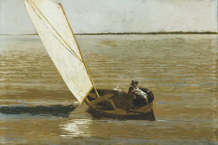 Thomas Eakins (American 1844-1916). "Sailing," c. 1875. Oil on canvas. The Alex Simpson Jr. Collection, 1928.