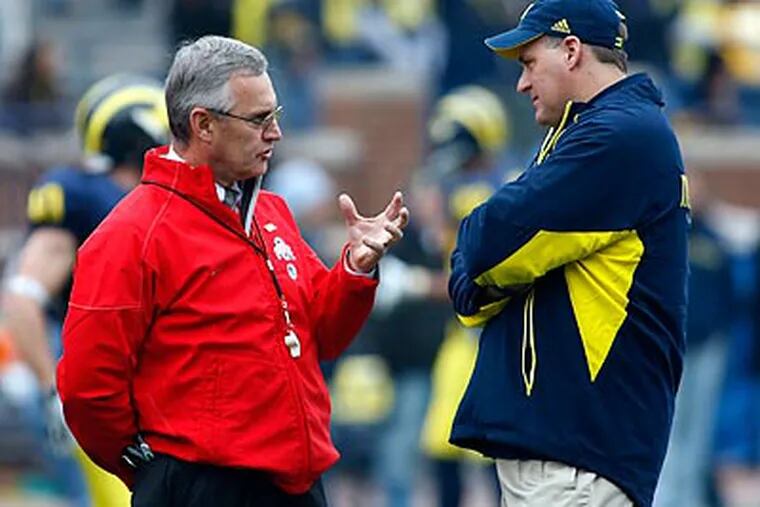 The Ohio State-Michigan game could be moved to earlier in the season as part of Big Ten realignment. (Tony Ding/AP file photo)