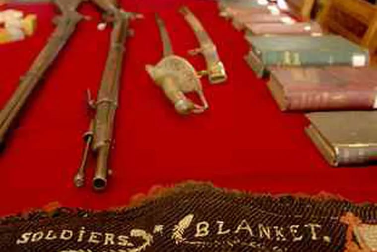A blanket, carried by Union soldier John Barclay, at the Civil War Museum in Philadelphia, which closed last year. For now, artifacts are being kept at an undisclosed city storage facility.