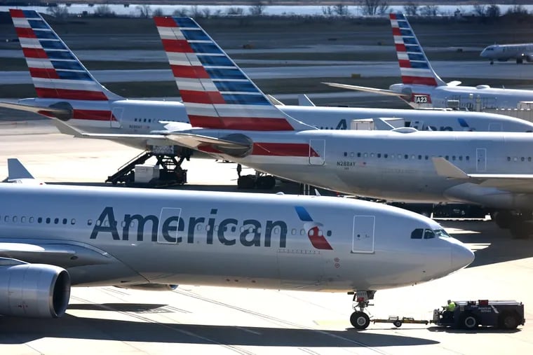 American Airlines planes at Philadelphia International Airport March 25, 2018.
