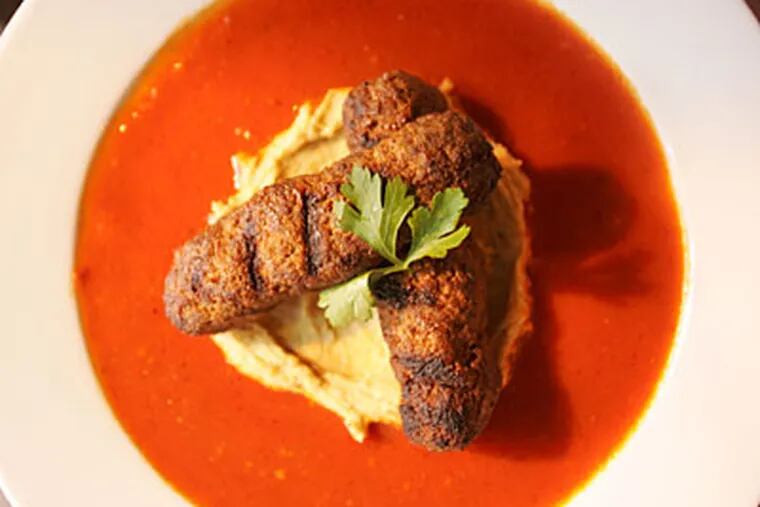 The merguez appetizer, with house-made lamb sausage. (David Swanson/Staff Photographer)